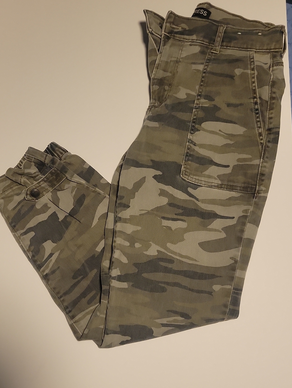 Express High-Rise Camouflage Slim Jeans - Olive Green